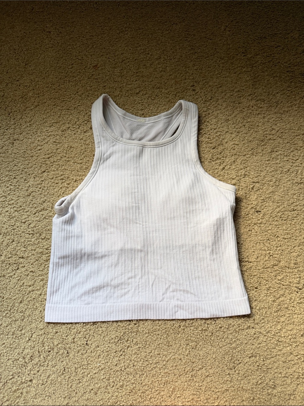 lululemon athletica White Ribbed High-Neck Tank